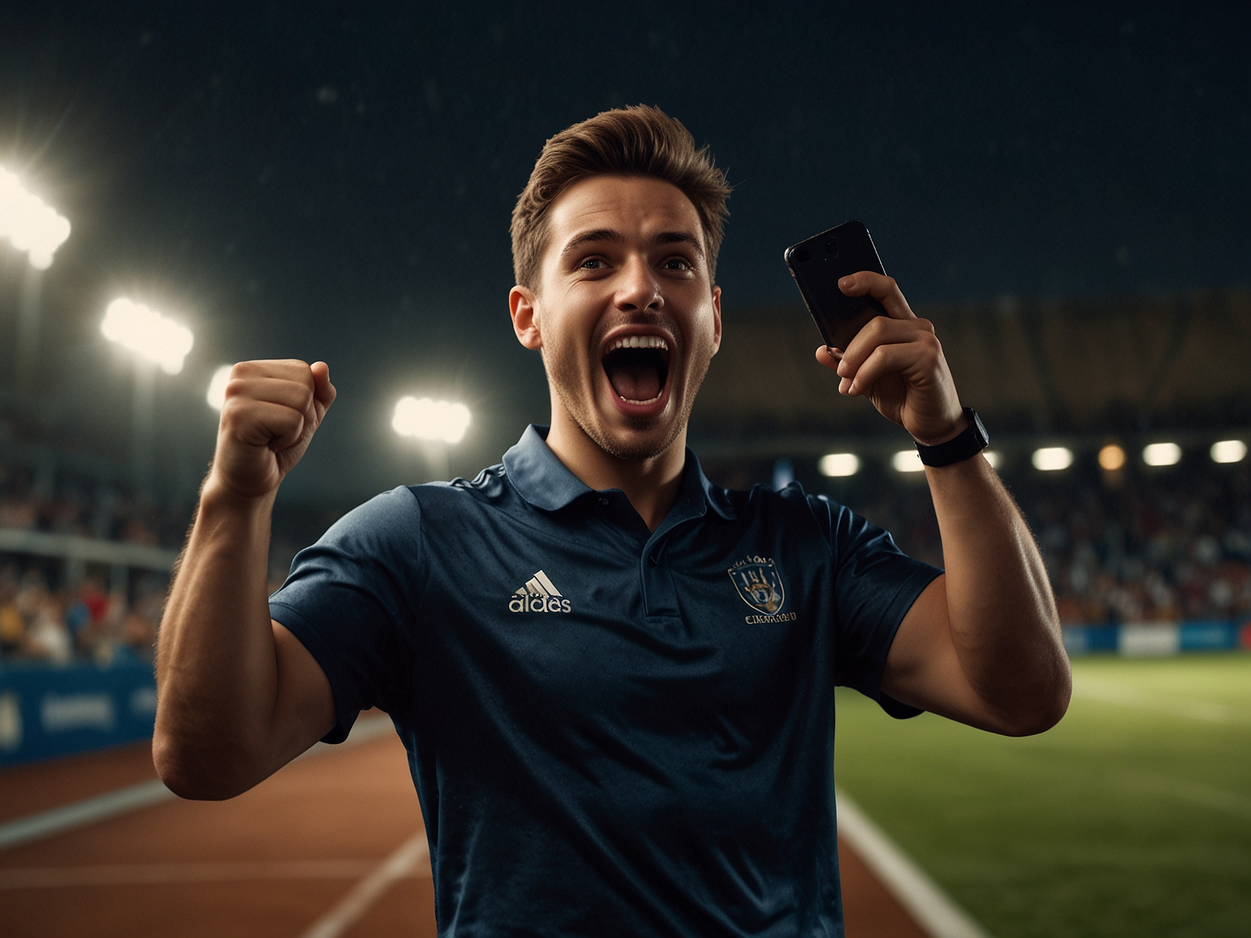 Jugador celebrando una apuesta exitosa en móvil